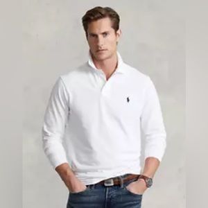 Polo Ralph Lauren Men’s White Classic Fit Long Sleeve Mesh Polo Shirt Large L